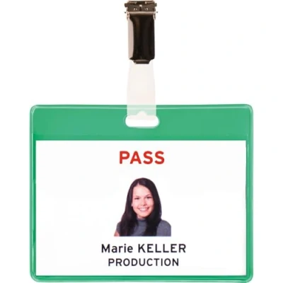 Abbildung von Tarifold Namensschild Besucher Set 103x82,5mm Clip Kunststoff grün VE=