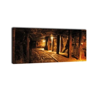 Abbildung von wandmotiv24 Leinwandbild Panorama Nr. 275 Kohlenmine 100x40cm, Keilrahmenbild, Bild auf Leinwand, Untertage Gestein Kohle