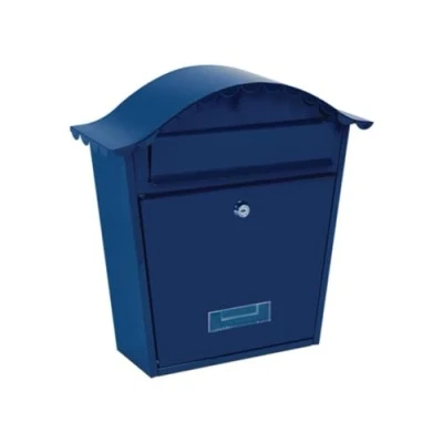 Abbildung von PEREL Briefkasten, Nostalgie in Blau kleiner Postkasten mit Namensschild &amp; 2 Schlüsseln