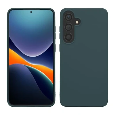 Abbildung von kwmobile Hülle kompatibel mit Samsung Galaxy S25 weiches TPU Silikon Case Cover geeignet für kabelloses Laden Dunkler Schiefer