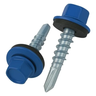 Abbildung von 4.8 mm x 35 Dachschrauben, Sechskantkopf Selbstbohrend Mehrfarbig (RAL 5010 Enzianblau) Schrauben mit versiegelter EPDM Unterlegscheibe, rostfreie, Verzinkte, Gehärtete (50 Stück)