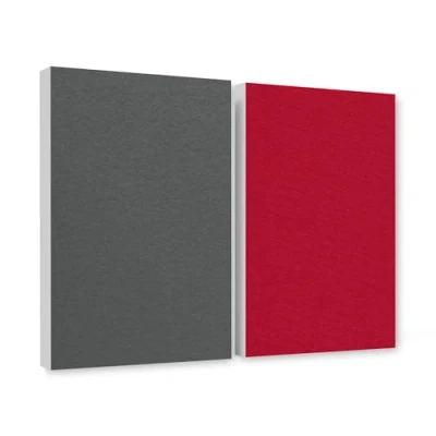 Abbildung von platino24 Schallabsorber Set aus Basotect G+ mit Akustikfilz, 2 Absorberelemente Rechteck je 825x550mm in Bordeaux + Granitgrau, Akustikverbesserung