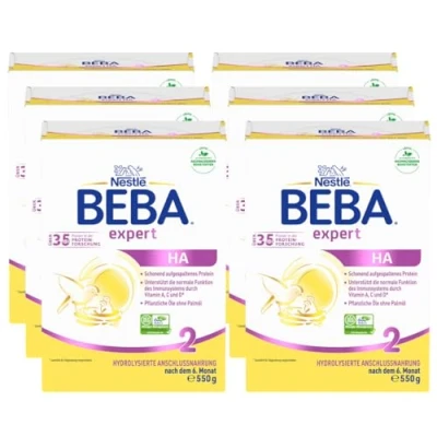 Abbildung von BEBA expert HA 2 Folgemilch nach dem 6. Monat, Babynahrung mit hydrolysiertem Protein, nur Laktose, ohne Palmöl, 6er Pack (6 x 550g)
