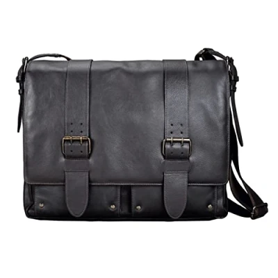 Abbildung von fixbag FB2047135 Fahrrad Umhängetasche mit Klickfix Kompakt Taschenschiene fürs Fahrrad, Laptoptasche für 15&quot; Notebook, Schultertasche aus Echt Leder, ca. 33 x 39 13 cm, Dunkelbraun