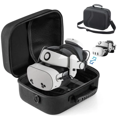 Abbildung von Große Tasche für Meta Quest 3/Quest 3S, Reisen Tragetasche Kompatibel mit BOBOVR S3 Pro/Kiwi Design Akku Elite Strap und Anderem Zubehör, Aufbewahrung Hart Oculus 3S