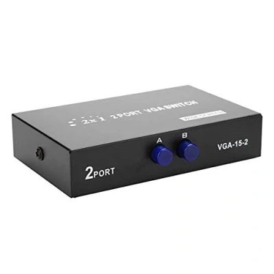 Abbildung von Switch Video Selector Switcher Box, 2 In 1 Out VGA Splitter, Datensynchronisation Splitter für Computer, PC, Laptop, Desktop,
