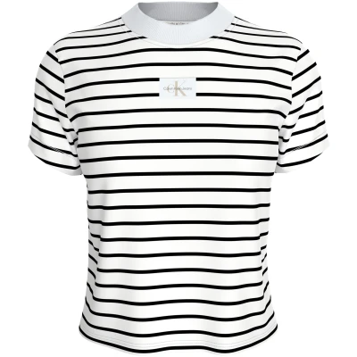 Abbildung von Calvin Klein Jeans Label BABY TEE Tshirt print, Damen, Größe: 3XL, Black/bright white