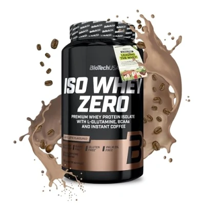 Abbildung von BioTechUSA Iso Whey Zero Premium Protein Isolate Grass Fed Enzyme Free Sugar and Gluten free, 908g, Caffé Latte