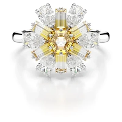 Abbildung von Swarovski Idyllia Cocktailring, Verschiedene Schliffe, Blume, Gelb, Rhodiniert