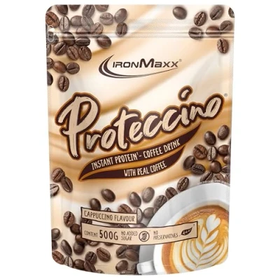 Abbildung von IronMaxx Proteccino Cappuccino 500g Beutel Protein Kaffee mit echtem Extrakt und Koffein Ohne Zuckerzusatz Konservierungsstoffe