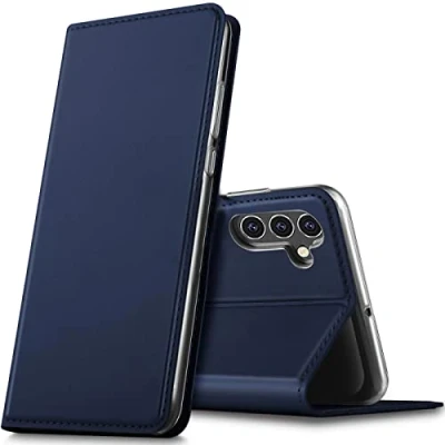 Abbildung von Verco Handyhülle für Samsung Galaxy S23 FE, Premium Handy Flip Cover FE 5G Hülle [integr. Magnet] Book Case PU Leder Tasche, Blau
