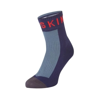 Abbildung von SealSkinz Unisex Waterproof Warm Weather Ankle Length with Hydrostop Socken für Erwachsene, Marineblau/Grau/Rot, XL