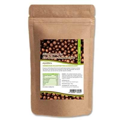 Abbildung von Mynatura Himbeeren in Zartbitterschokolade I Gefriergetrocknet Raspberry Schokolade Zartbitter Snack Schokofrüchte Im Beutel (2kg)