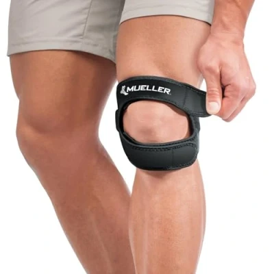 Abbildung von Mueller Sports Medicine Kniebandage Adjustable Max Knee Strap, mit 4 Kompressions Röhrchen, Unisize