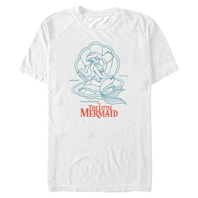 Abbildung von Disney Unisex The Little Mermaid Ariel Linework Organic Short Sleeve T shirt, Weiß, XL