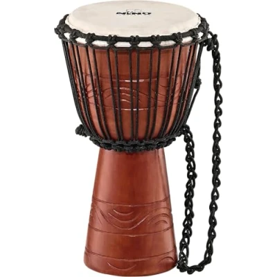 Abbildung von Nino Percussion Water Rhythm Djembe Großes Musikinstrument für Kinder ab 4 Jahren Durchmesser 8 Zoll Mahagoni, Natur (NINO ADJ2 S)