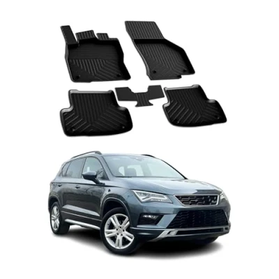 Abbildung von Fußmatten 3D Automatten Gummimatten kompatibel mit Seat Ateca 2016 2020 Gummi Schwarz 4tlg
