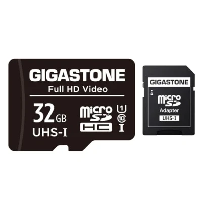 Abbildung von Gigastone 32GB MicroSDHC Speicherkarte + SD Adapter, für Action Kamera, GoPro, Drohne und Tablet, Lesegeschwindigkeit bis zu 90MB/s, Full HD Videoaufnahme, Micro Karte UHS I Klasse 10 U1