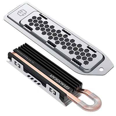 Abbildung von GRAUGEAR Computer Kühler Heatpipe Kühlkörper für PS5 Speichererweiterung, M.2 NVMe 2280 SSD mit Staubschutzhaube Wärmeleitpad