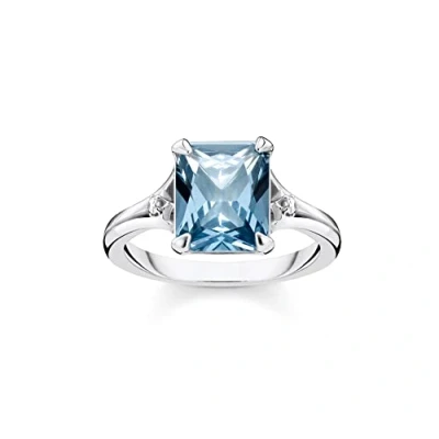 Abbildung von THOMAS SABO Ring blauer Stein mit Mond und Stern 925 Sterling Silber TR2297 644 1 48