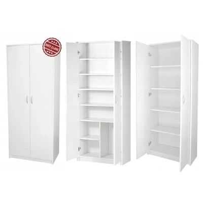 Abbildung von Home Collective Mehrzweckschrank Schrank Kleiderschrank weiß 74cm Breite 180cm Höhe mit 6 Einlegeböden, Extra Fach, Aktenschrank, SOFT CLOSE Türdämpfer