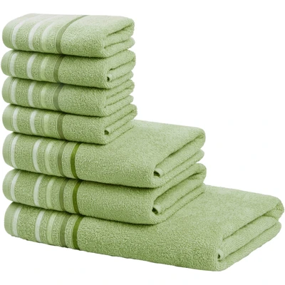 Abbildung von my home Handtuch Set &quot;Niki&quot;, (Set, 7 St., 4 Gästetücher 30x50cm 2 Handtücher 50x100cm 1 Badetuch 70x140cm), Handtuchset mit mehrfarbiger Streifenbordüre, aus 100% Baumwolle
