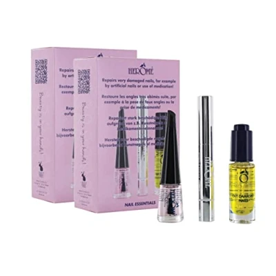 Abbildung von Herome 2 Pack 3 in 1 Maniküre Set für Nägel stärkende Nagelöl, Serum die Nagelhaut und Nagelhärter verstärkt beschädigten (Nail Essentials Rosa)