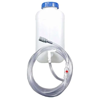 Abbildung von Fallwasserbehälter 10l mit Auslaufhahn, Fließanzeiger Filter, Schlauch (4m) und Kupplung