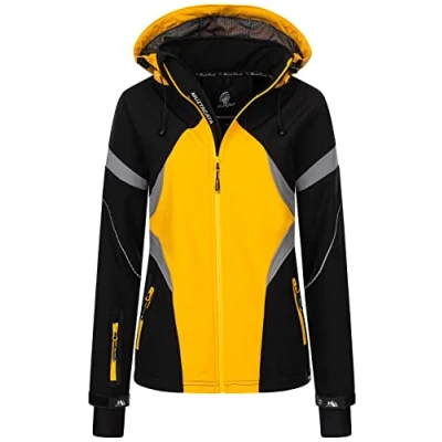 Abbildung von Rock Creek Damen Softshell Jacke Windbreaker Regenjacke Übergangsjacke Softshelljacke Damenjacke Regenmantel Outdoorjacke Kapuze D 467 Gelb S