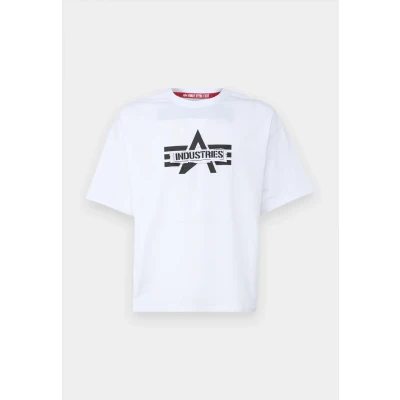 Abbildung von Alpha Industries LOGO EDGE Tshirt print, Herren, Größe: Medium, White