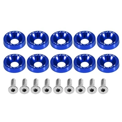 Abbildung von Auto M6 Unterlegscheibe Edelstahl Aluminium Linsenkopfschraube Flachrunddichtung Kotflügel Metrisch Spacer Standard Hardware Werkzeug Befestigungsschraube(BLAU)
