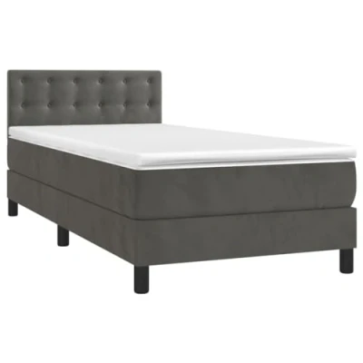 Abbildung von vidaXL Bett Boxspringbett mit Matratze Dunkelgrau 80x200 cm Samt
