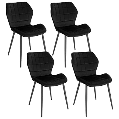 Abbildung von WOLTU Esszimmerstühle 4er Set, Küchenstuhl, Polsterstuhl, Wohnzimmerstuhl mit Rückenlehne, gepolsterter Stuhl Samtbezug, Metallbeine, Schwarz, BH356sz 4