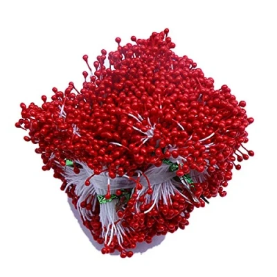 Abbildung von LKXHarleya 500 StüCke 3mm DIY Perle Blume Staubblatt Stempel Rot KüNstliche FüR Kunst Dekoration,