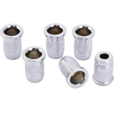 Abbildung von Musiclily Pro 11mm Stahl Top Saitenhülsen String Ferrules Through Body für Telecaster Strat Style E Gitarre, Chrom(6 Stück)