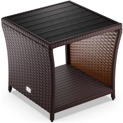Abbildung von Casaria Beistelltisch (1 St), Polyrattan WPC Tischplatte 45x45x40cm Wetterfest Outdoor Garten