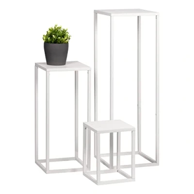 Abbildung von bremermann Blumenständer Blumenhocker 3er Set, Metall Blumenständer, Blumensäule, weiß
