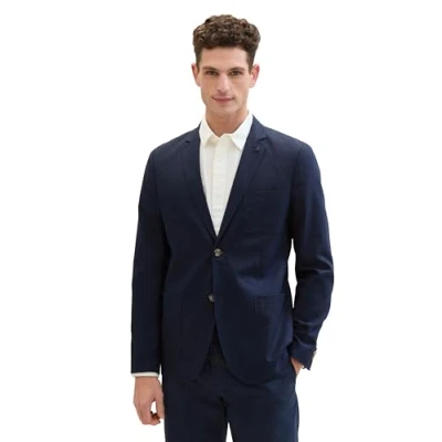 Abbildung von TOM TAILOR Herren Sakko aus Leinen, 35176 Sky Captain Blue Herringbone, 44