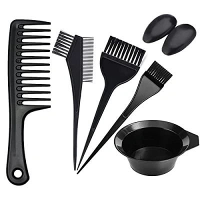 Abbildung von Keaiduo Haarfärbewerkzeuge, 7 teiliges Haarfärbewerkzeug Set, Haarfarbe Pinsel und Schüssel DIY Salon Haar Tönungsschale, Färbebürste, Ohrabdeckung, Doppelseitiger Kamm