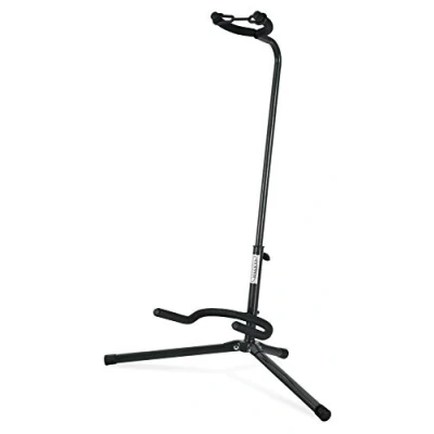 Abbildung von Classic Cantabile Gitarrenständer Universal für Konzertgitarre, Westerngitarre, E Gitarre, Bass Gepolsterte Auflage Klappbarer Schwarz
