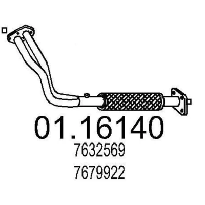 Abbildung von MTS 01.16140 Abgasrohr 830 vorne für Mittelschalldämpfer FIAT: Tipo Schrägheck