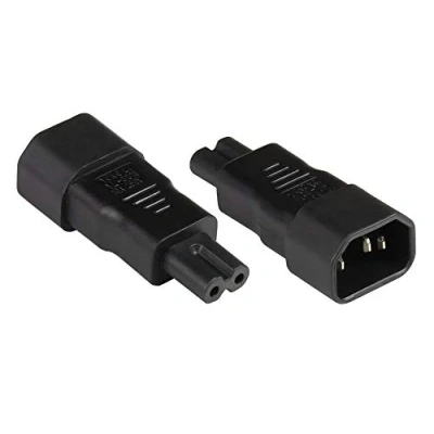 Abbildung von Good Connections® Stromadapter Kaltgeräte Stecker C14 (gerade) an C7/Euro 8 Buchse (gerade), UL Netzadapter/Steckdosenadapter/Netzleitungsadapter SCHWARZ