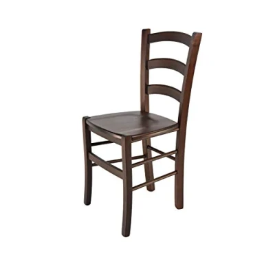 Abbildung von t m c s Tommychairs Stuhl Venice für Küche und Esszimmer, robuste Struktur aus lackiertem Buchenholz im Farbton Dunkles Nussbraun Sitzfläche Holz