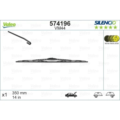 Abbildung von Scheibenwischer Valeo Silencio Performance, Conventional Single 574196 350mm vorne Standard NISSAN: Juke, MAZDA: 2 Schrägheck