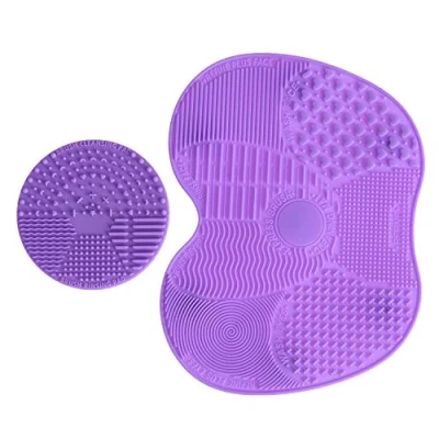 Abbildung von LEADSTAR 2 Stück Make up Pinsel Reinigungsmatt, Silikon Makeup Reiniger mit Saugnapf, Reinigungspad, Tragbares Waschwerkzeug für (Lila)