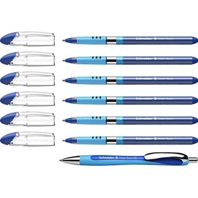 Abbildung von Schneider AKTION: 6 Kugelschreiber Slider Basic blau Schreibfarbe Tintenpatrone