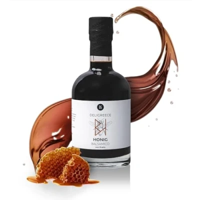 Abbildung von Deligreece Honig Balsamico Essig Traditionell hergestellter von Kreta Intensiver und einzigartiger mit Thymianhonig Handgemachter Weißweinessig aus Griechenland (250ml)
