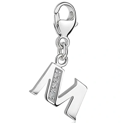 Abbildung von Materia Charm Buchstabe Silber Anhänger &quot; M Alphabet Zirkonia C63, 925 Sterling Silber, rhodiniert