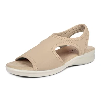 Abbildung von Aerosoft Damen Sandale Stretch 05 leicht druckfrei rundum Weite G H (Beige, numeric_40)
