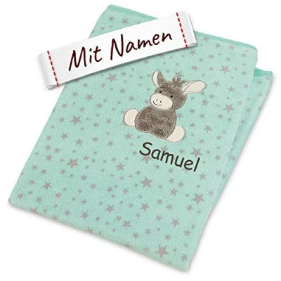 Abbildung von Sterntaler Emmi Decke mit Namen, 100x75, Baby Kinder Plüsch Einschlagdecke Schmusedecke Babydecke Kuscheldecke